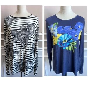 Lands End  2 women’s long sleeve rash guard shirts/ UPf 50/ Size L